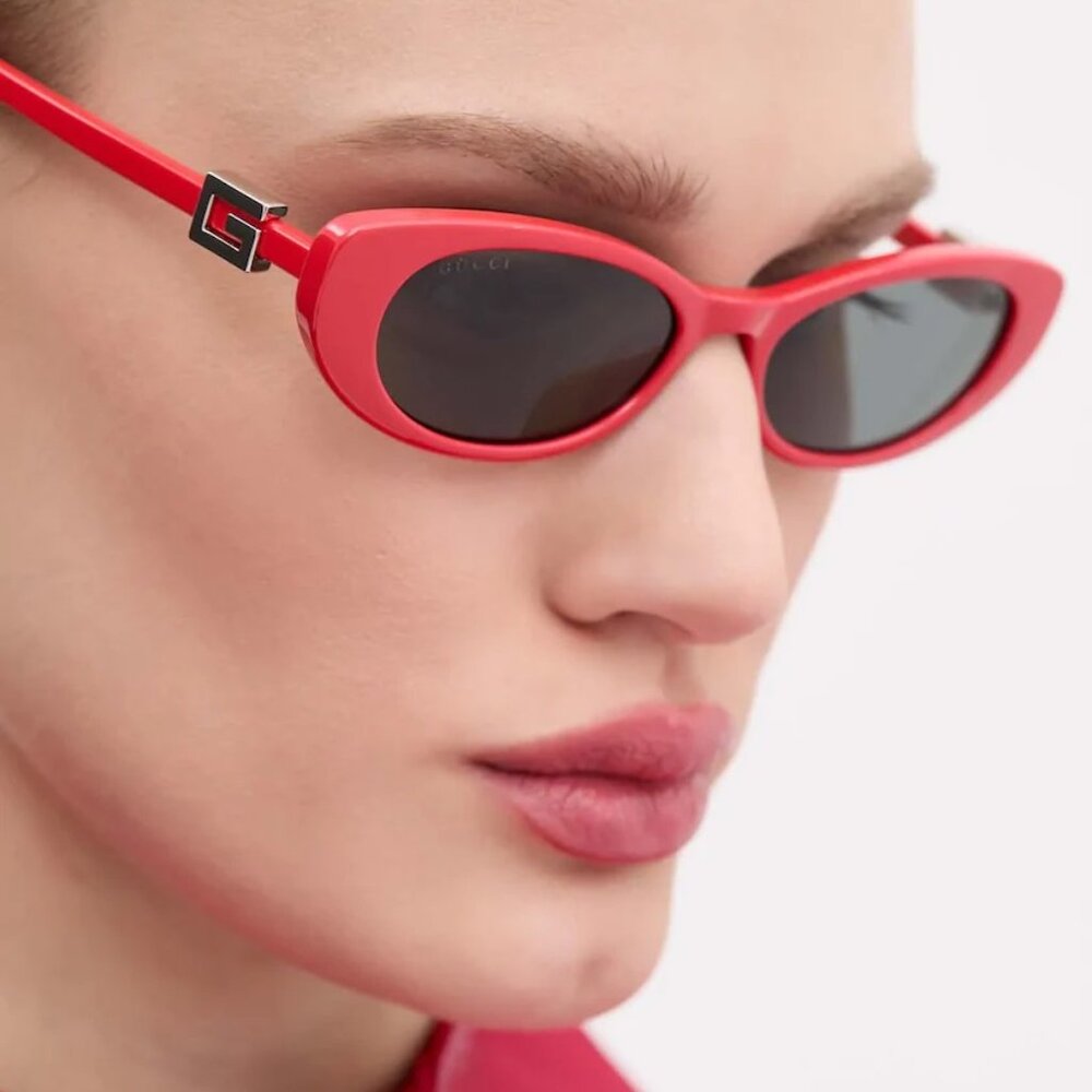 Gucci Women Sunglasses Red Grey Cat Eye GG1680S 005 BRAND NEW - Picture 8 of 8